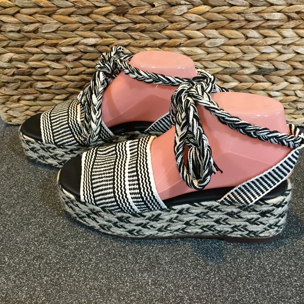 Maypol Black and White Platform Sandals